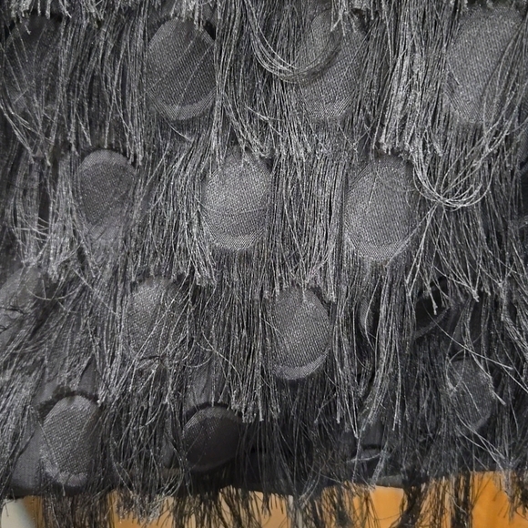 by Anthropologie-"Roxie" Black Textured Fringe Shift Dress-Size 0 - Picture 7 of 17